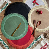 Home Decor Handwoven Jute Tassel Placemats