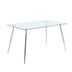 51" Modern Clear Glass Dining Table with Chrome Metal Legs - Minihomy