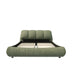 King Size Upholstered Platform Bed with Oversized Padded Backrest - Green - Minihomy