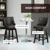 28" Brown Swivel Bar Stools (Set of 2) - Upholstered, Nailhead Trim, Wood Legs - Minihomy