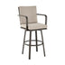 Faye Brown Aluminum Patio Barstool with Beige Cushions - 30 Inch Modern Outdoor Seating - Minihomy