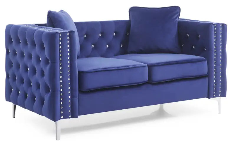 Blue Velvet Loveseat: Modern & Chic Sofa