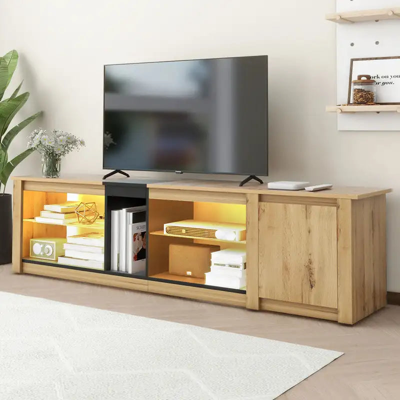 Modern TV Stand with LED Lights & Storage - Up to 80" TVs