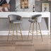 26 Inch Velvet Bar Stools Set of 2, Chrome Footrest, Gold Legs, Gray - Minihomy