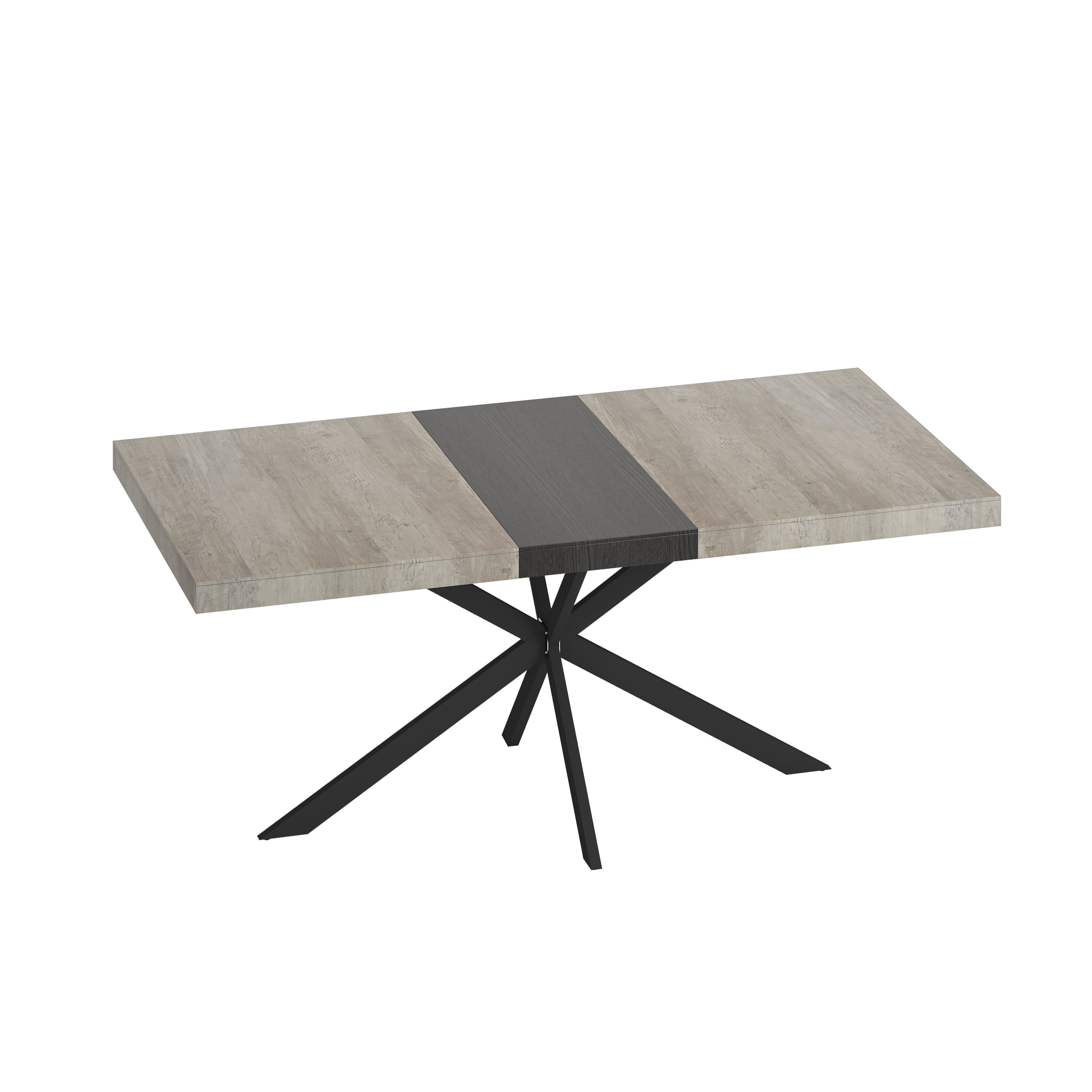 Retro Rectangular Stretch Dining Table with Storage Box - Grey Carole Top, Black Base