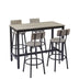 Grey Bar Table Set with 4 Bar Stools - PU Soft Seat, Backrest, 47.24" L - Minihomy