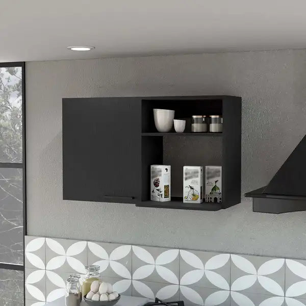 Carter Black 2-Door Wall Cabinet: Modern Bathroom Storage