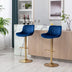 Navy Velvet Bar Stools Set of 2 | Swivel, Height Adjustable, Chrome Base - Minihomy