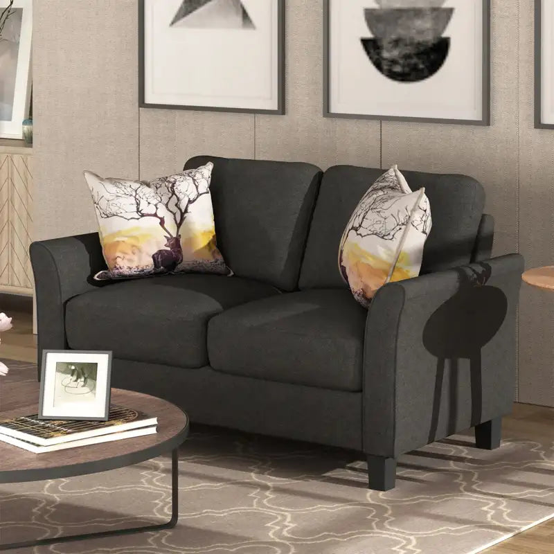 Black Living Room Loveseat & Armchair Set