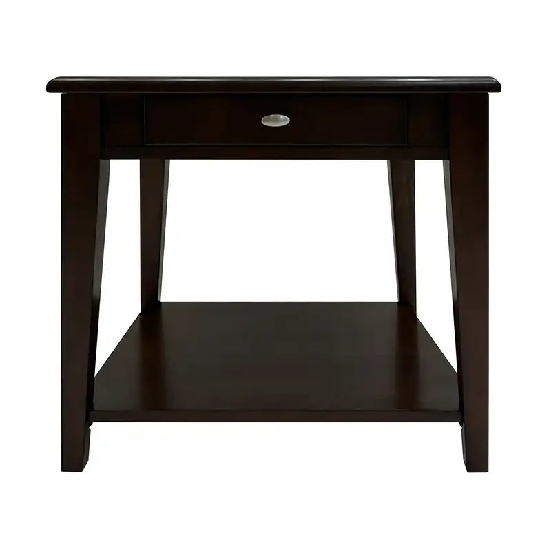 Cherry Wood End Table with Drawer & Shelf - Classic Side Table