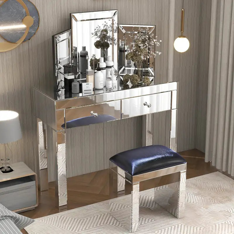 Modern Vanity Desk with Drawers - 39.4"W x 15.7"D x 31.5"H