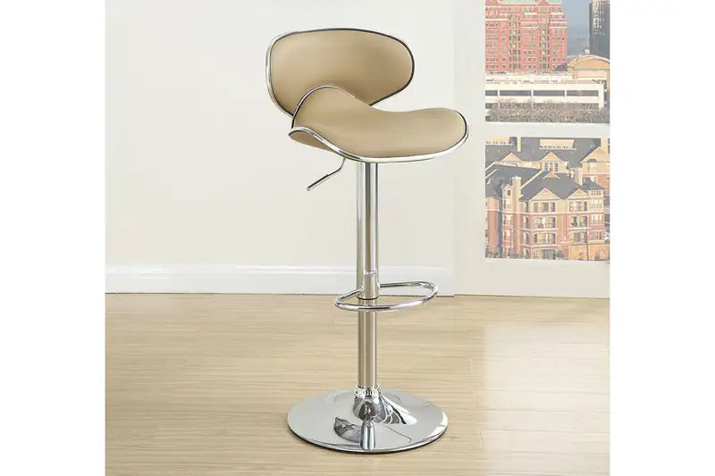 Brown Faux Leather Bar Stools - Set of 2, Adjustable Height