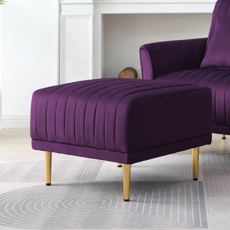 Purple Velvet Ottoman: Modern Sectional Sofa & Chair Footrest