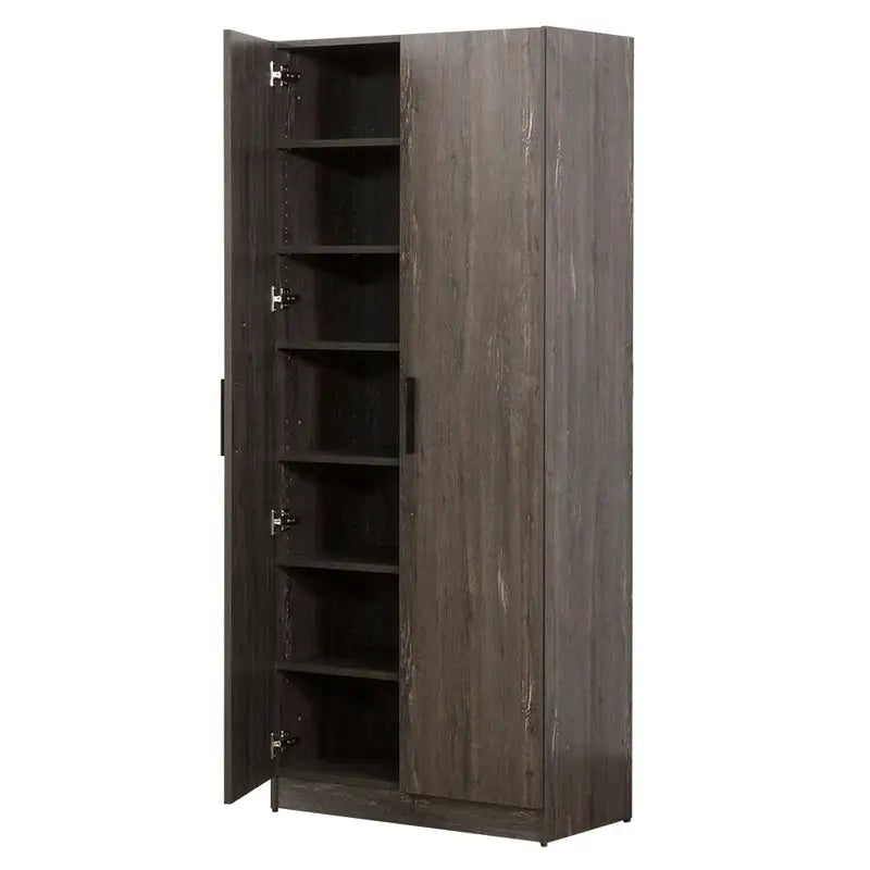 Rustic Gray Mia Farmhouse Shoe Cabinet - 6 Shelves