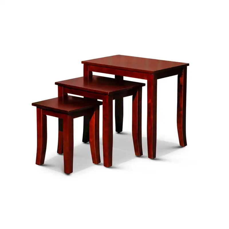 Cherry Wood 3-Piece Nesting Table Set