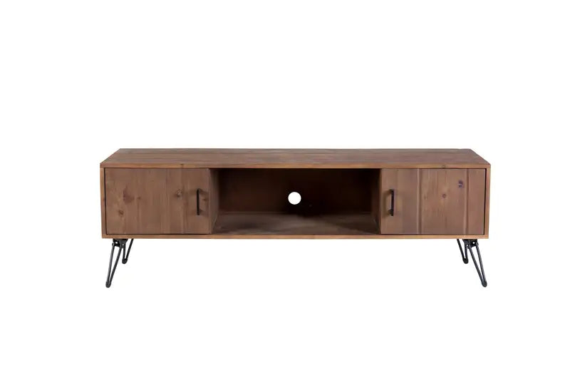 Reclaimed Wood TV Stand with Storage - Industrial Media Console