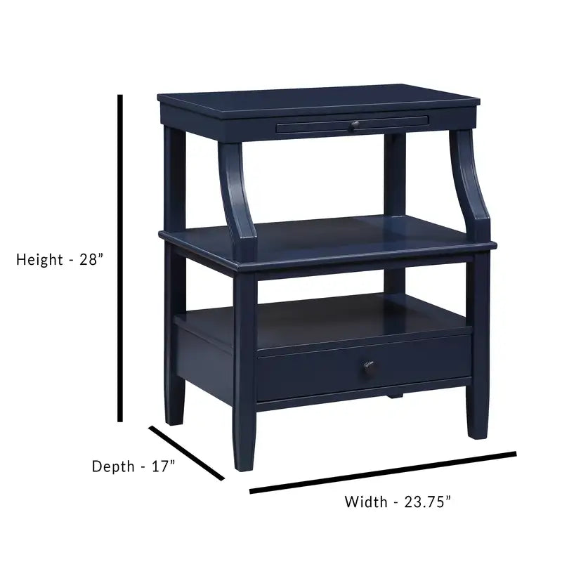 Midnight Blue Nightstand with Storage - Newland