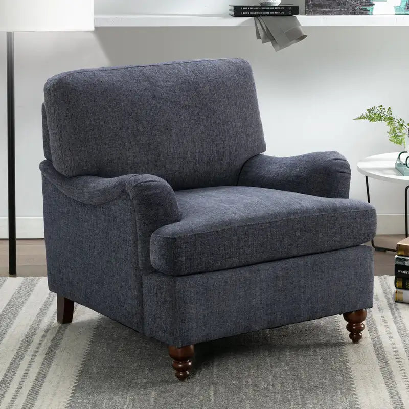 Navy Blue Candor Armchair - Modern Accent Chair