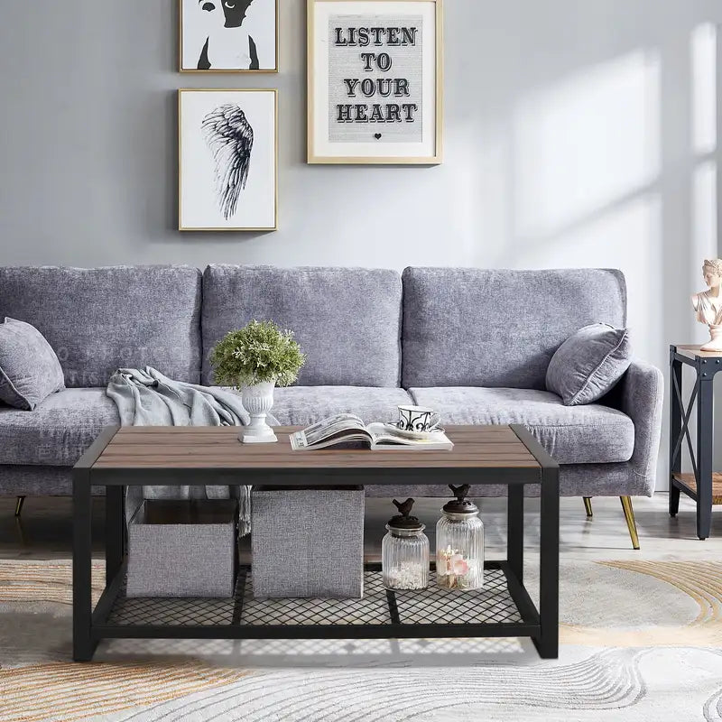 Reclaimed Wood Console Coffee Table for Living Room