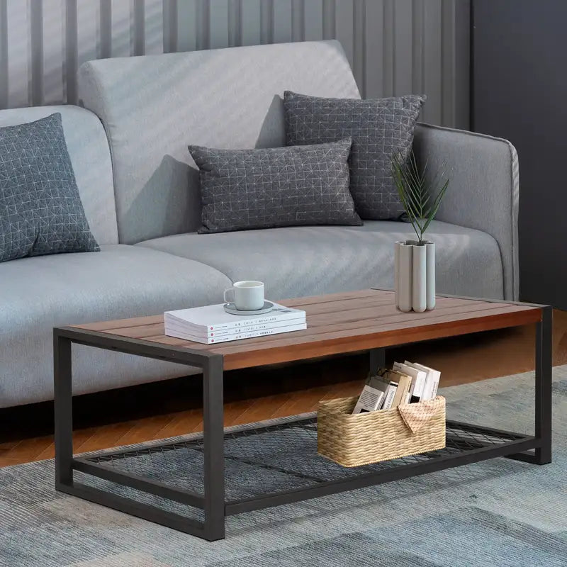 Reclaimed Wood Console Coffee Table for Living Room