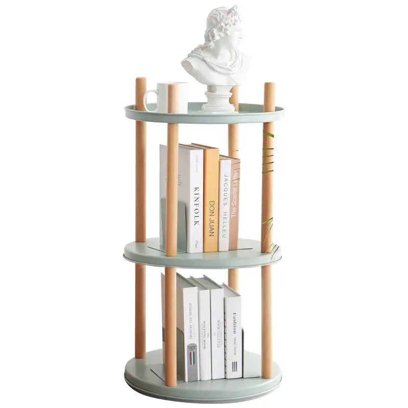 Rotating 3-Tier Bookcase & Storage Shelf - Large Capacity, Compact