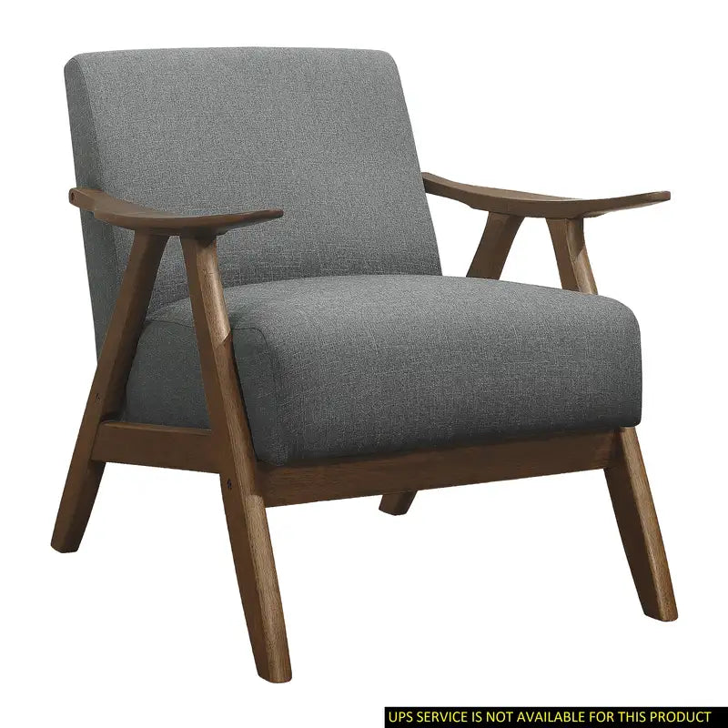 Gray Fabric Accent Chair - Modern Upholstered Chair with Walnut Legs