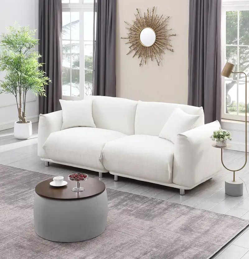 Round Ottoman Set with Storage: Coffee Table & Footrest for Living Room