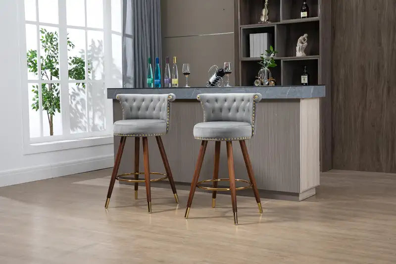 COOLMORE Swivel Bar Stools with Backrest & Footrest - 360° Rotation