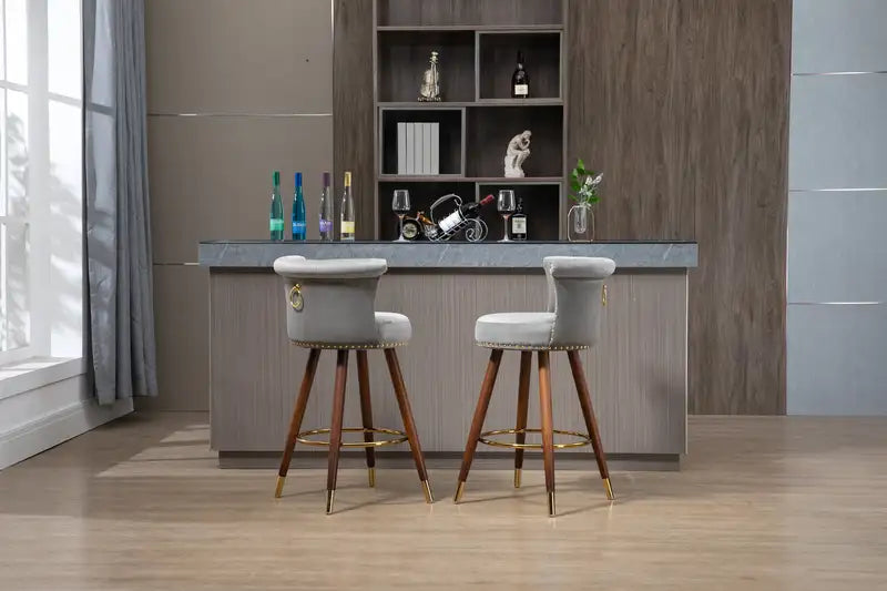 COOLMORE Swivel Bar Stools with Backrest & Footrest - 360° Rotation