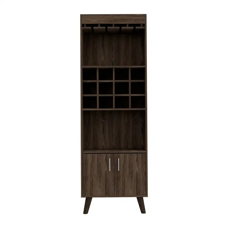 Dark Walnut Bar Cabinet with Drawer & Shelves