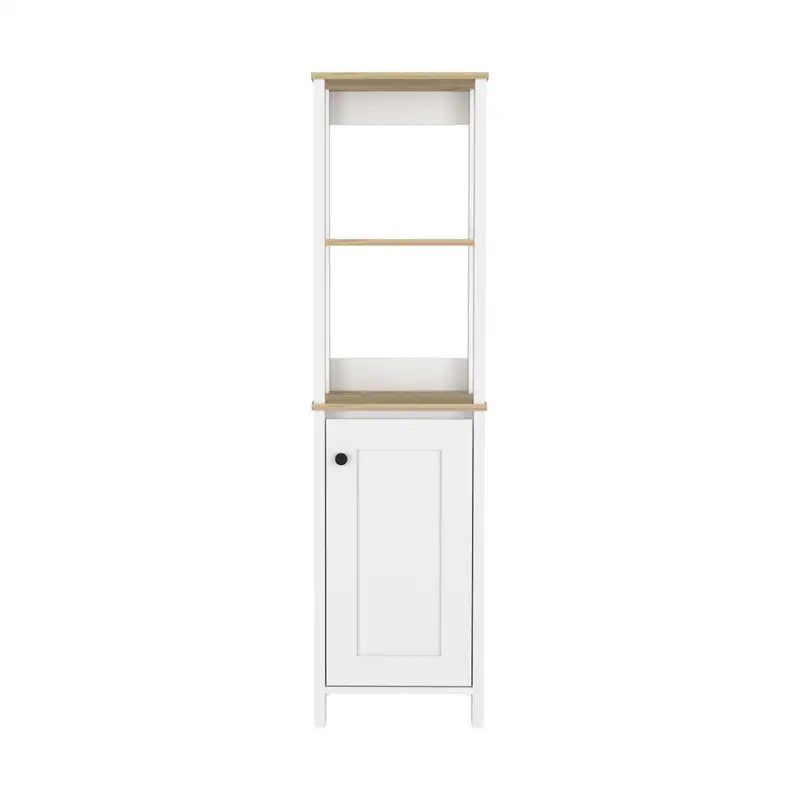 Hanover 4-Shelf Linen Cabinet - Light Oak & White Storage