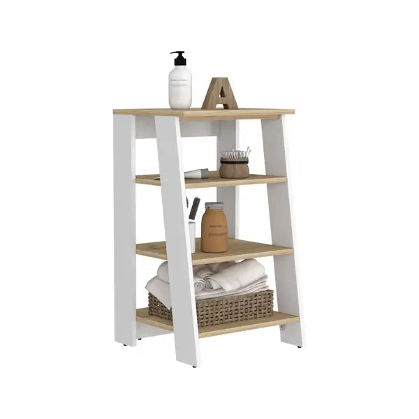 Nashua 4-Shelf Linen Cabinet - Light Oak & White