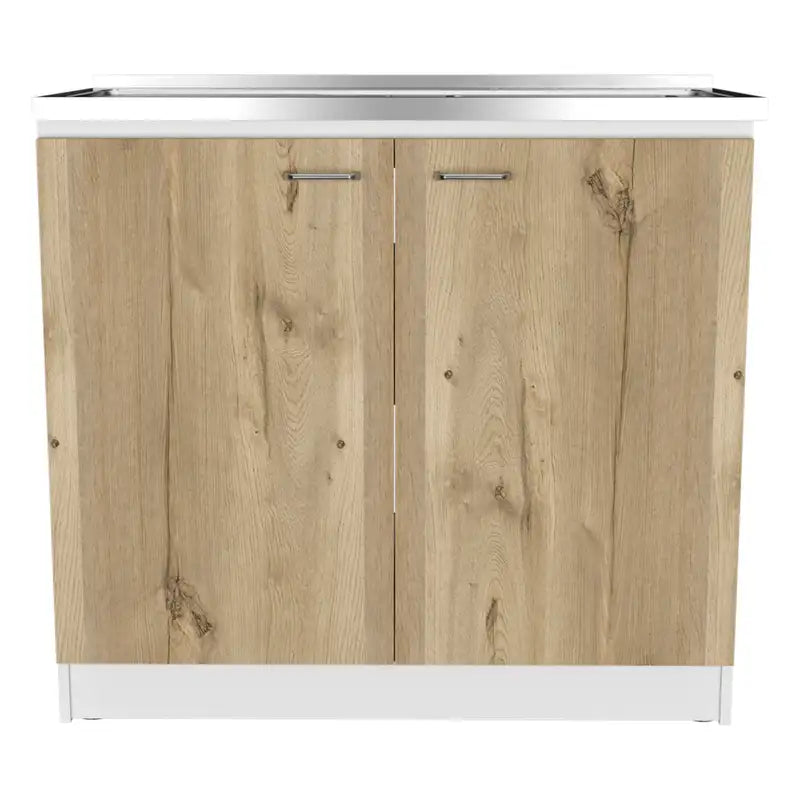 White Oak 2-Door Utility Sink Cabinet - Rectangle Design