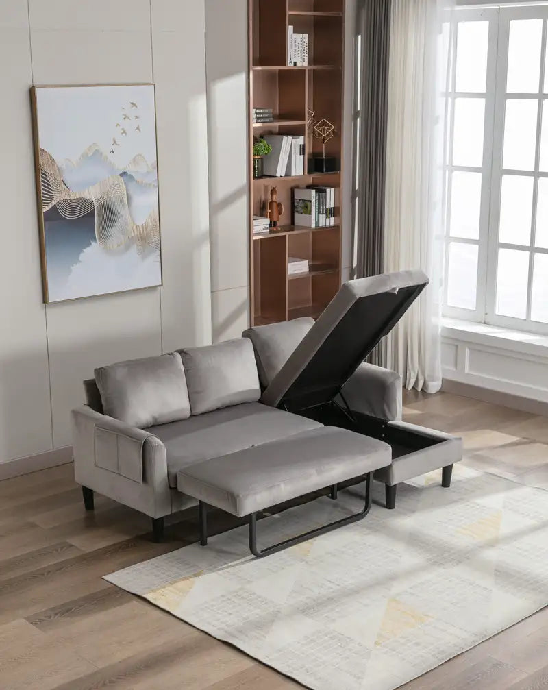 Reversible Sectional Sofa Sleeper with Storage - UNITED WE WIN