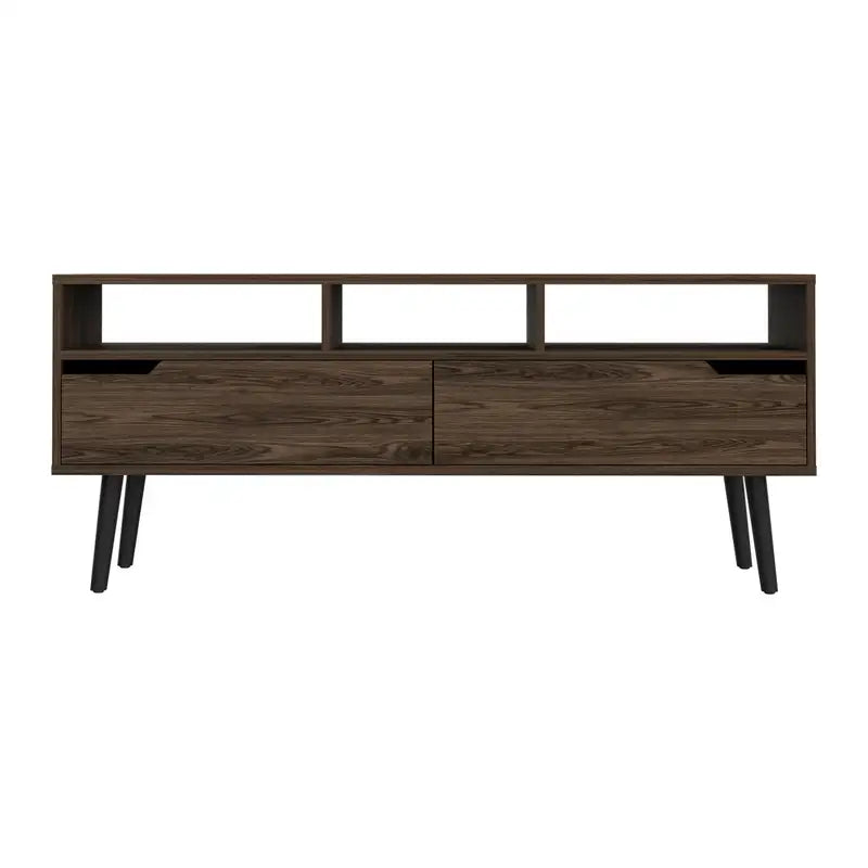 New Haven Dark Walnut TV Stand with 2 Drawers & 3 Shelves