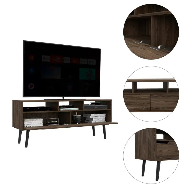 New Haven Dark Walnut TV Stand with 2 Drawers & 3 Shelves