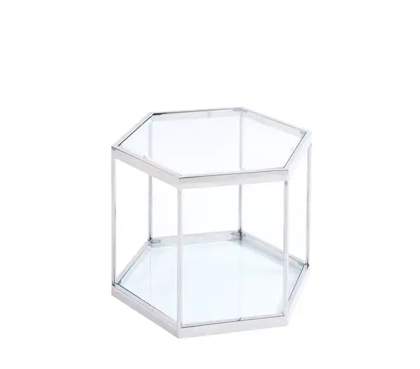 Modern Glass Coffee Table: Silver Stainless Steel Frame