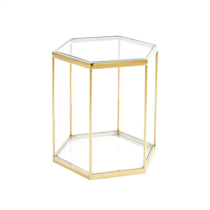 Gold Metal & Glass End Table - Modern Side Table