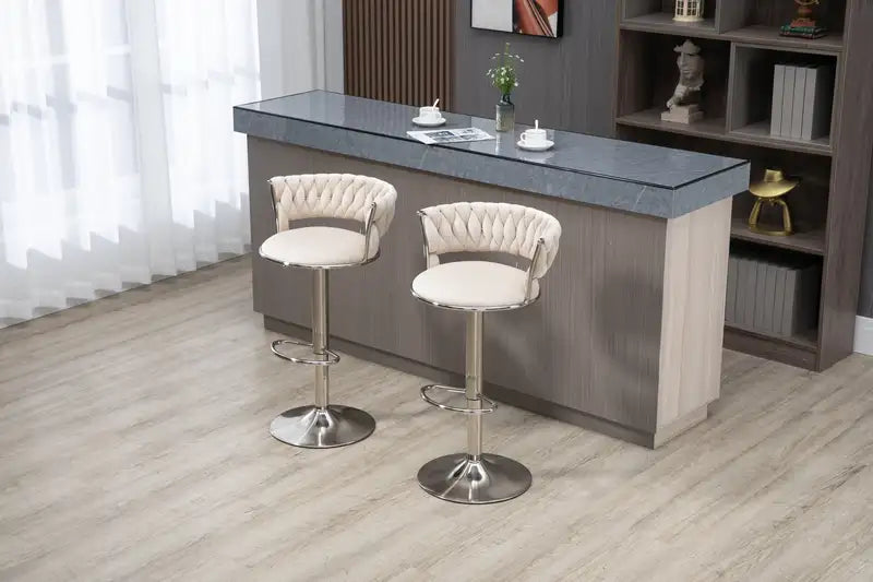 COOLMORE Swivel Bar Stools (Set of 2) - Adjustable Counter Height with Footrest