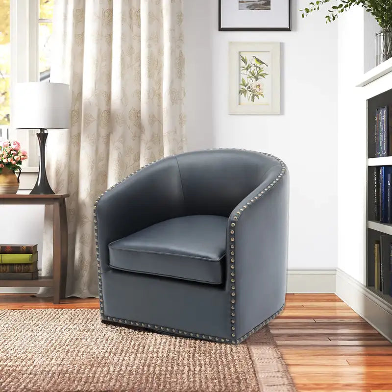 Trenton Midnight Blue Swivel Armchair