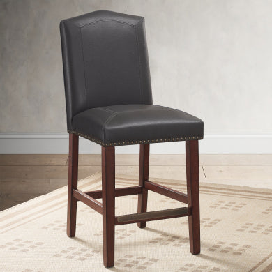 Claremont Gray Faux Leather Counter Stool - Kitchen & Dining Bar Stool - Minihomy