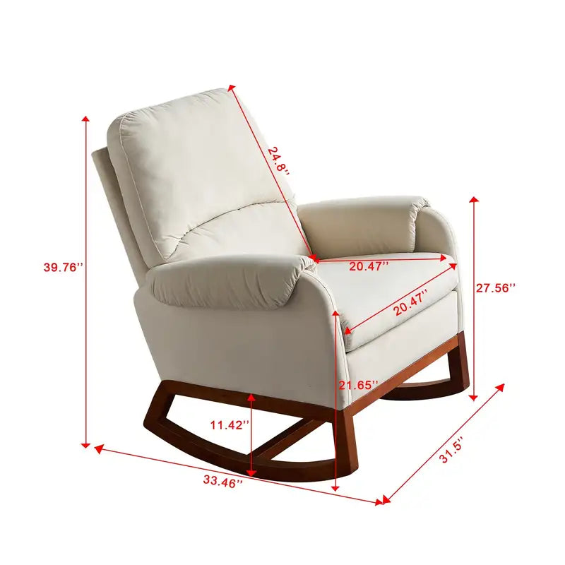 Beige Velvet Rocking Chair - Modern & Comfortable Living Room Chair