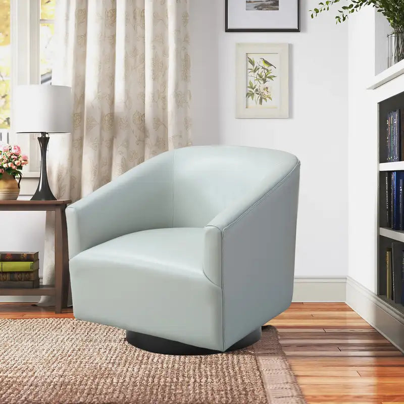 Dove Grey Swivel Chair with Wood Base - Garland