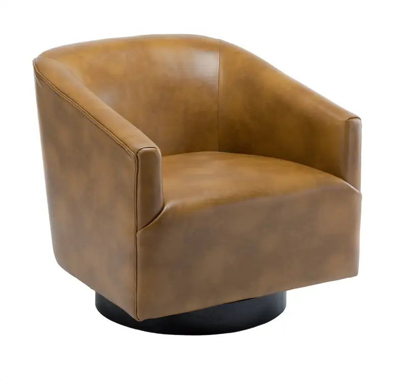 Camel Wood Swivel Chair with Garland Base