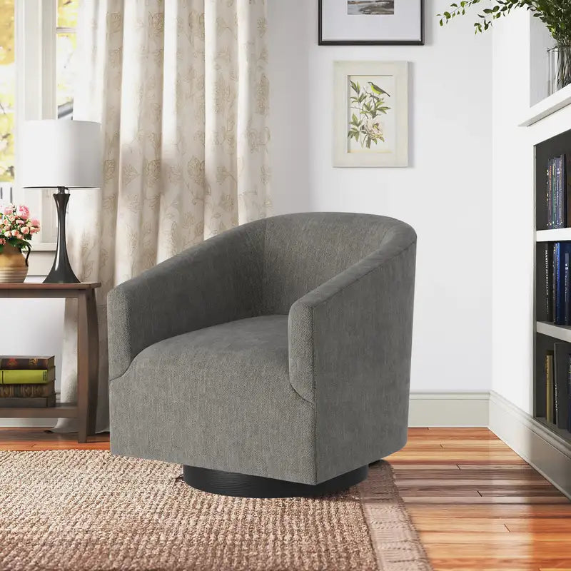 Garland Charcoal Swivel Chair - Wood Base