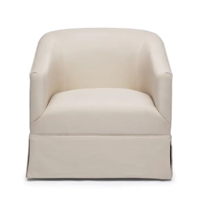 Earl Linen Swivel Chair with Skirt: Modern Accent Chair