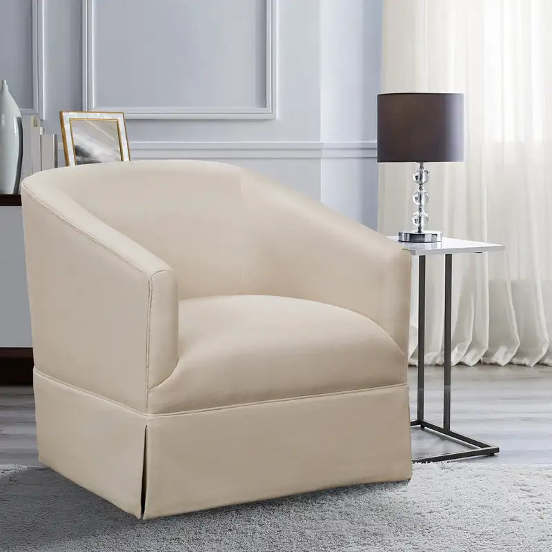 Earl Linen Swivel Chair with Skirt: Modern Accent Chair