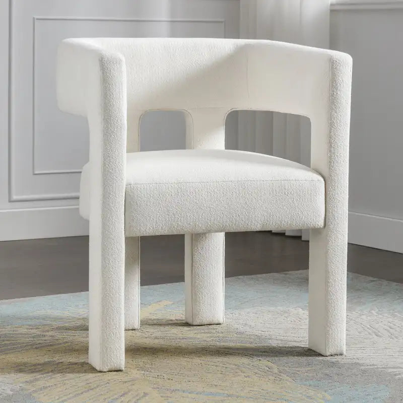 Beige Fabric Accent Chair - Modern Upholstered Dining Chair for Living Room & Bedroom