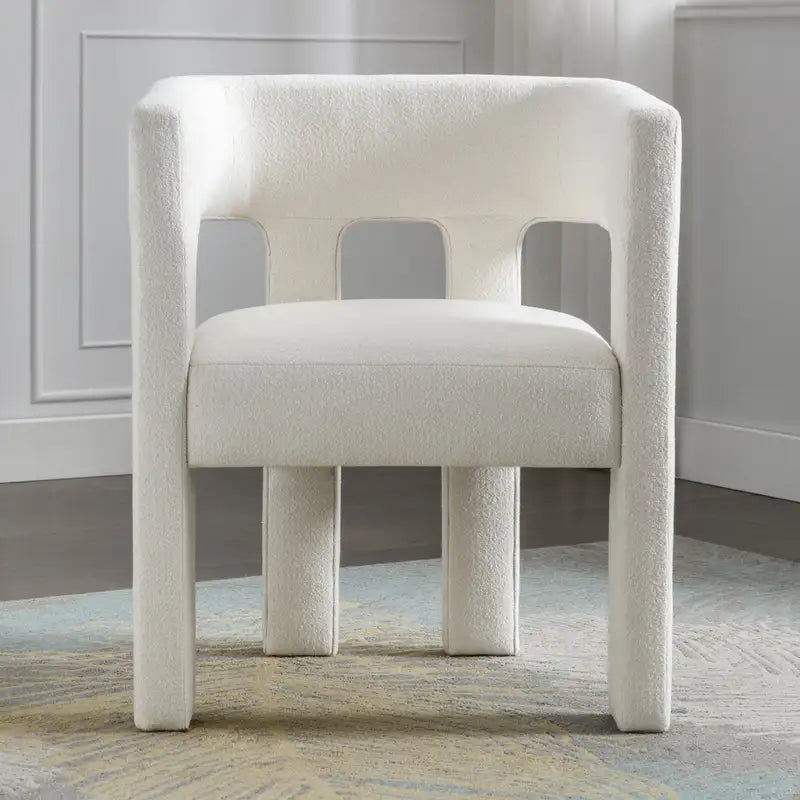 Beige Fabric Accent Chair - Modern Upholstered Dining Chair for Living Room & Bedroom