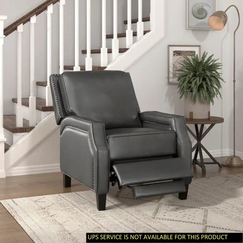 Grey Reclining Chair, Self-Reclining Motion Chair for Living Room